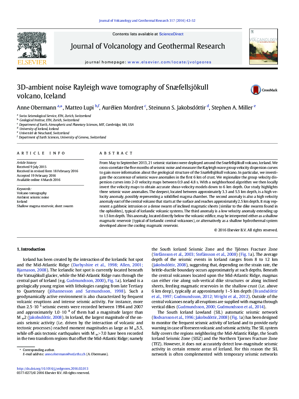 3D-ambient noise Rayleigh wave tomography of Snæfellsjökull volcano, Iceland