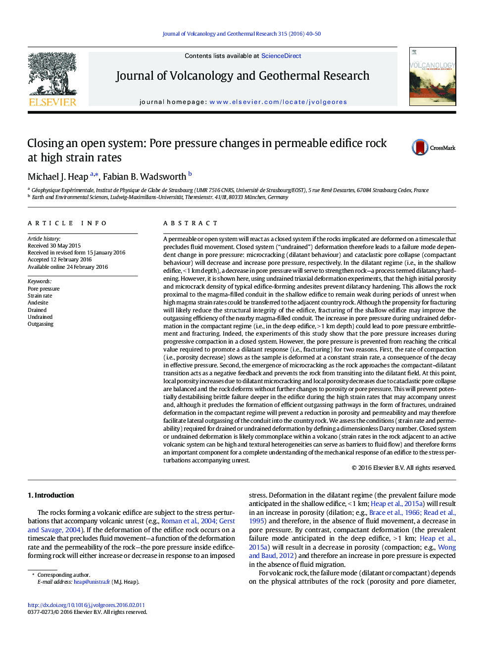 Closing an open system: Pore pressure changes in permeable edifice rock at high strain rates