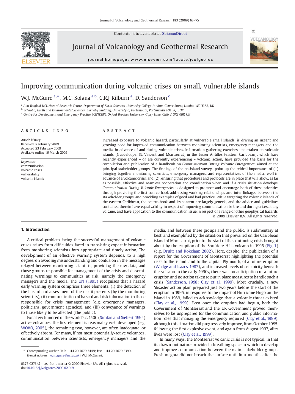 Improving communication during volcanic crises on small, vulnerable islands