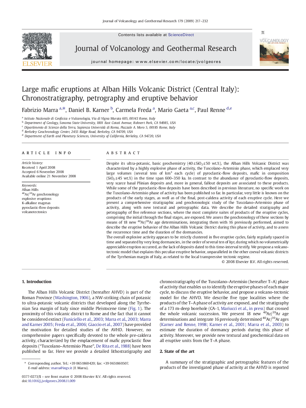 Large mafic eruptions at Alban Hills Volcanic District (Central Italy): Chronostratigraphy, petrography and eruptive behavior