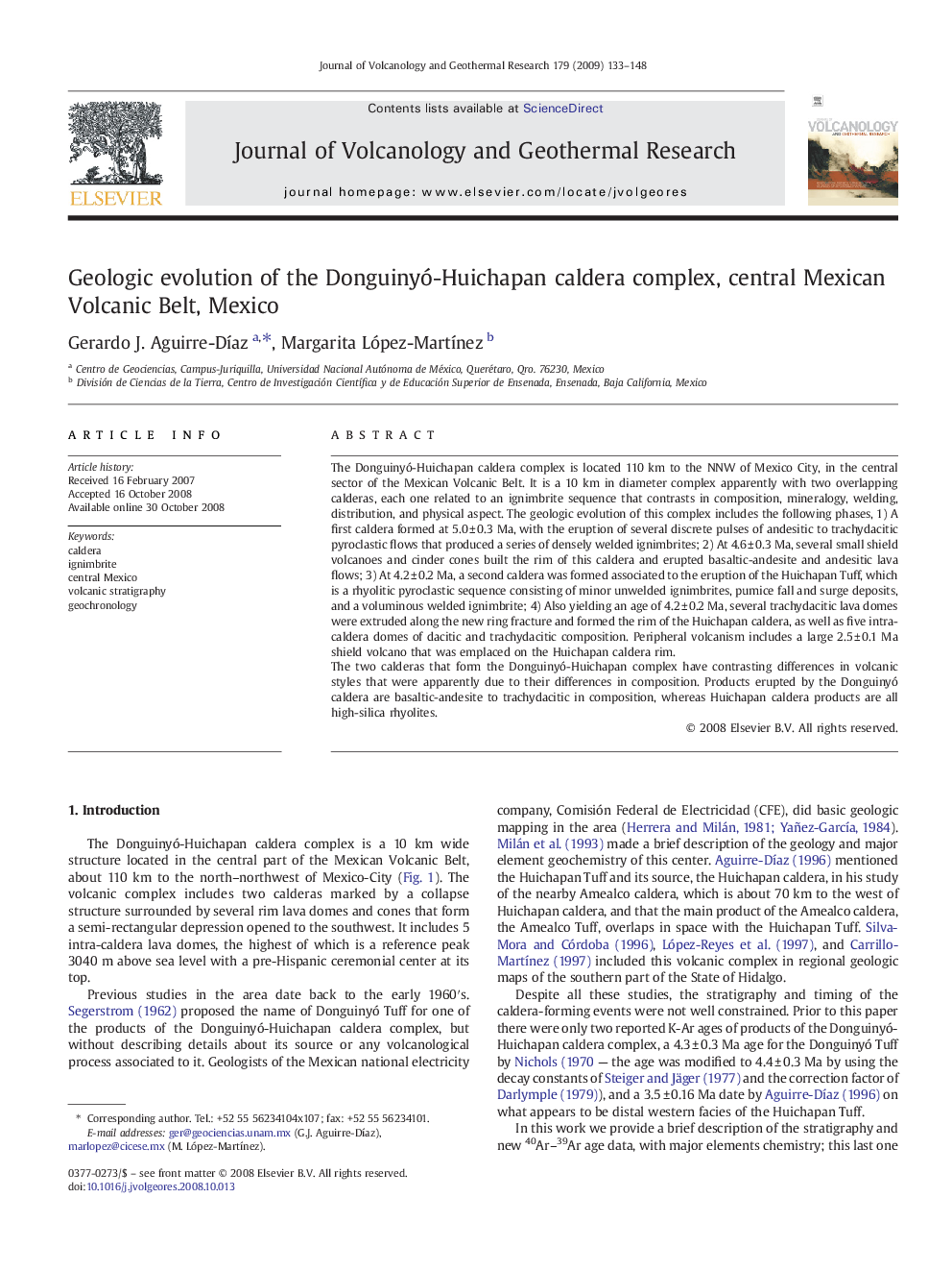 Geologic evolution of the Donguinyó-Huichapan caldera complex, central Mexican Volcanic Belt, Mexico