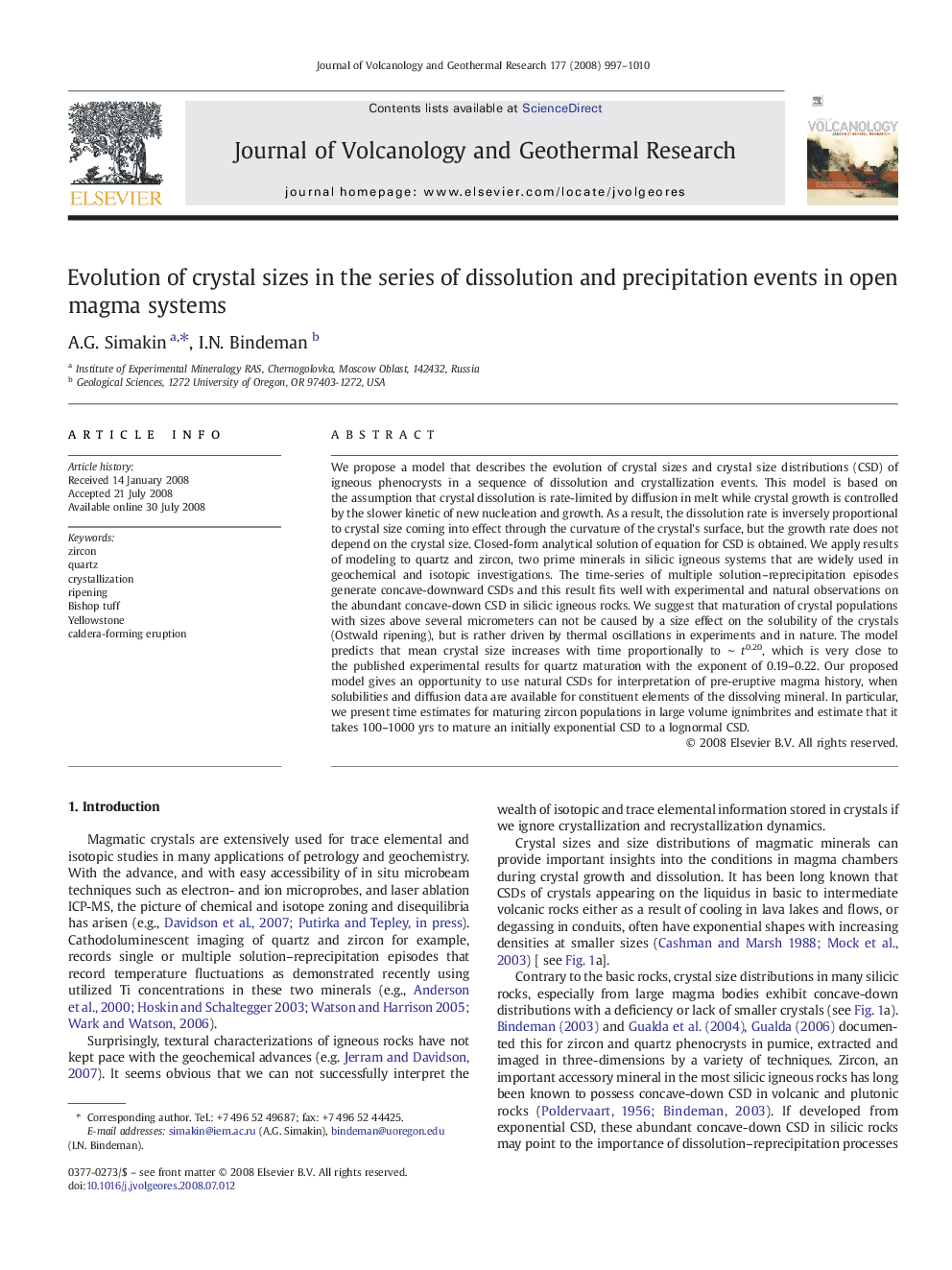 Evolution of crystal sizes in the series of dissolution and precipitation events in open magma systems