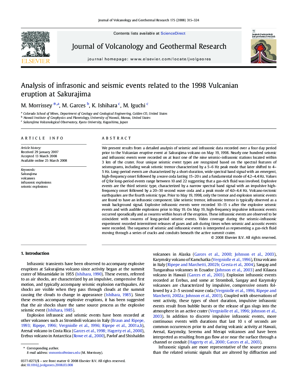 Analysis of infrasonic and seismic events related to the 1998 Vulcanian eruption at Sakurajima