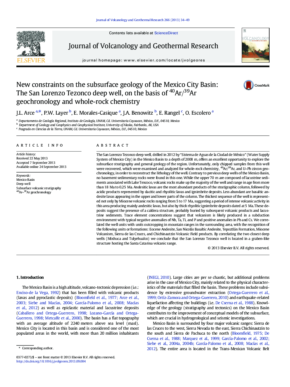 New constraints on the subsurface geology of the Mexico City Basin: The San Lorenzo Tezonco deep well, on the basis of 40Ar/39Ar geochronology and whole-rock chemistry