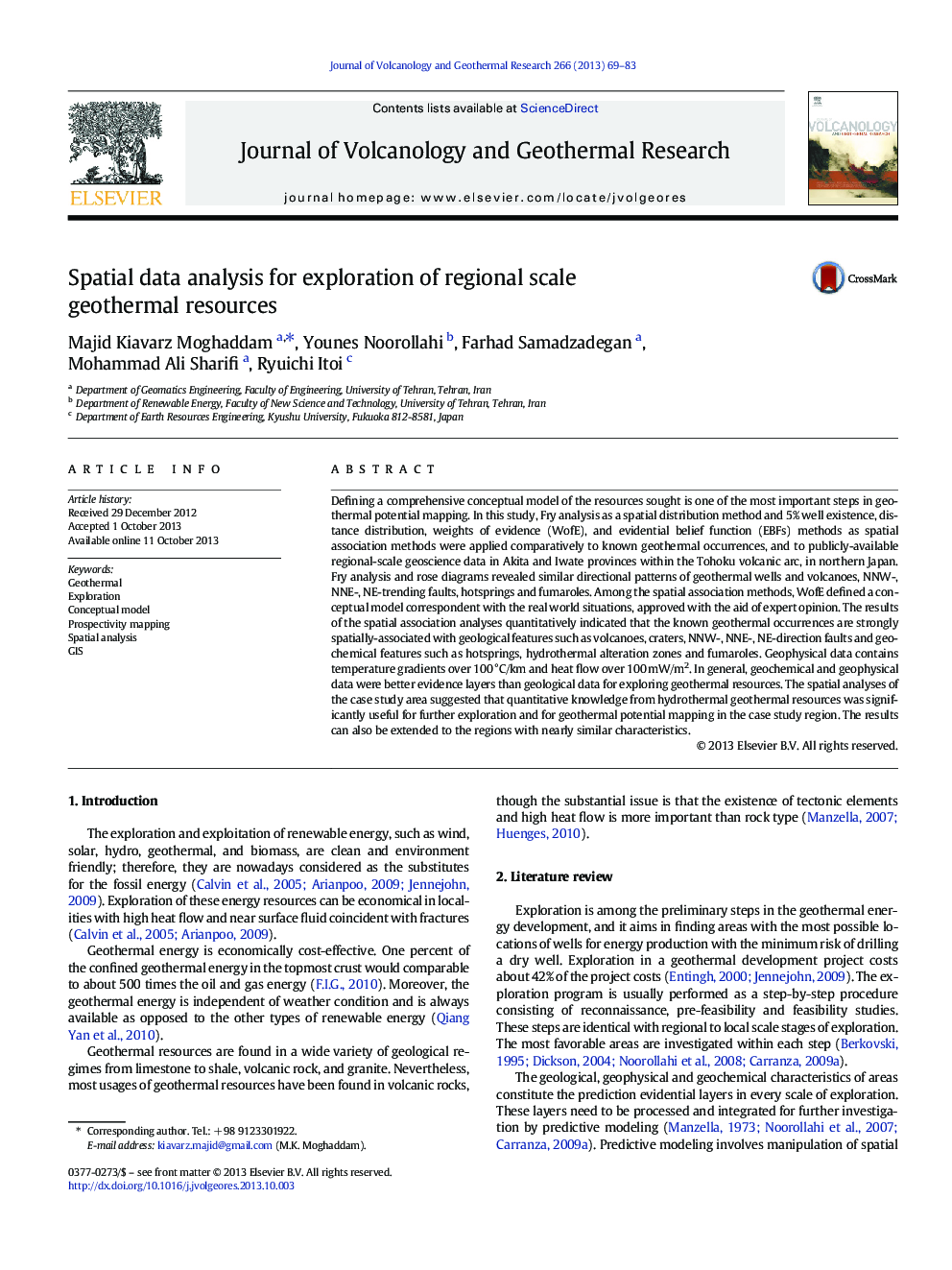 Spatial data analysis for exploration of regional scale geothermal resources