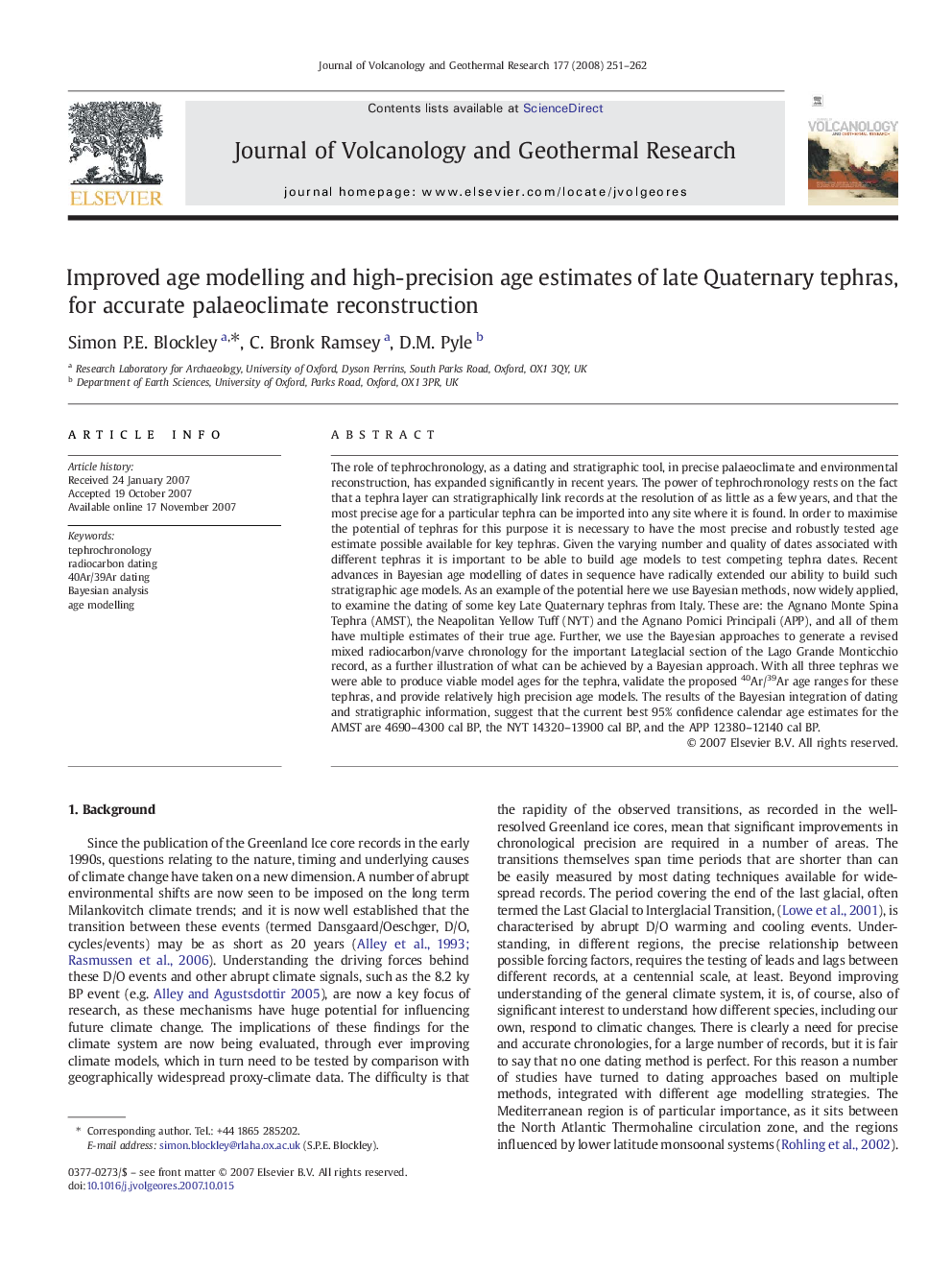 Improved age modelling and high-precision age estimates of late Quaternary tephras, for accurate palaeoclimate reconstruction