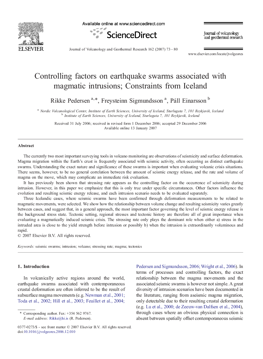 Controlling factors on earthquake swarms associated with magmatic intrusions; Constraints from Iceland