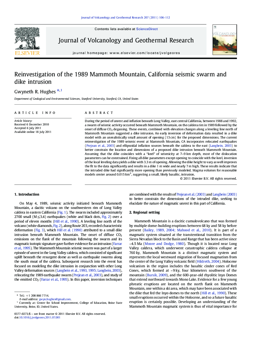 Reinvestigation of the 1989 Mammoth Mountain, California seismic swarm and dike intrusion