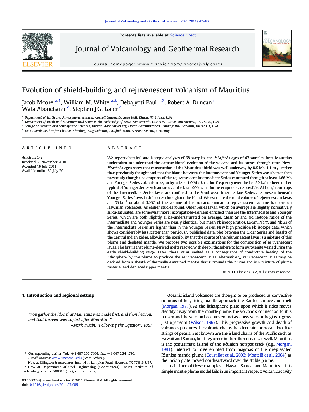 Evolution of shield-building and rejuvenescent volcanism of Mauritius