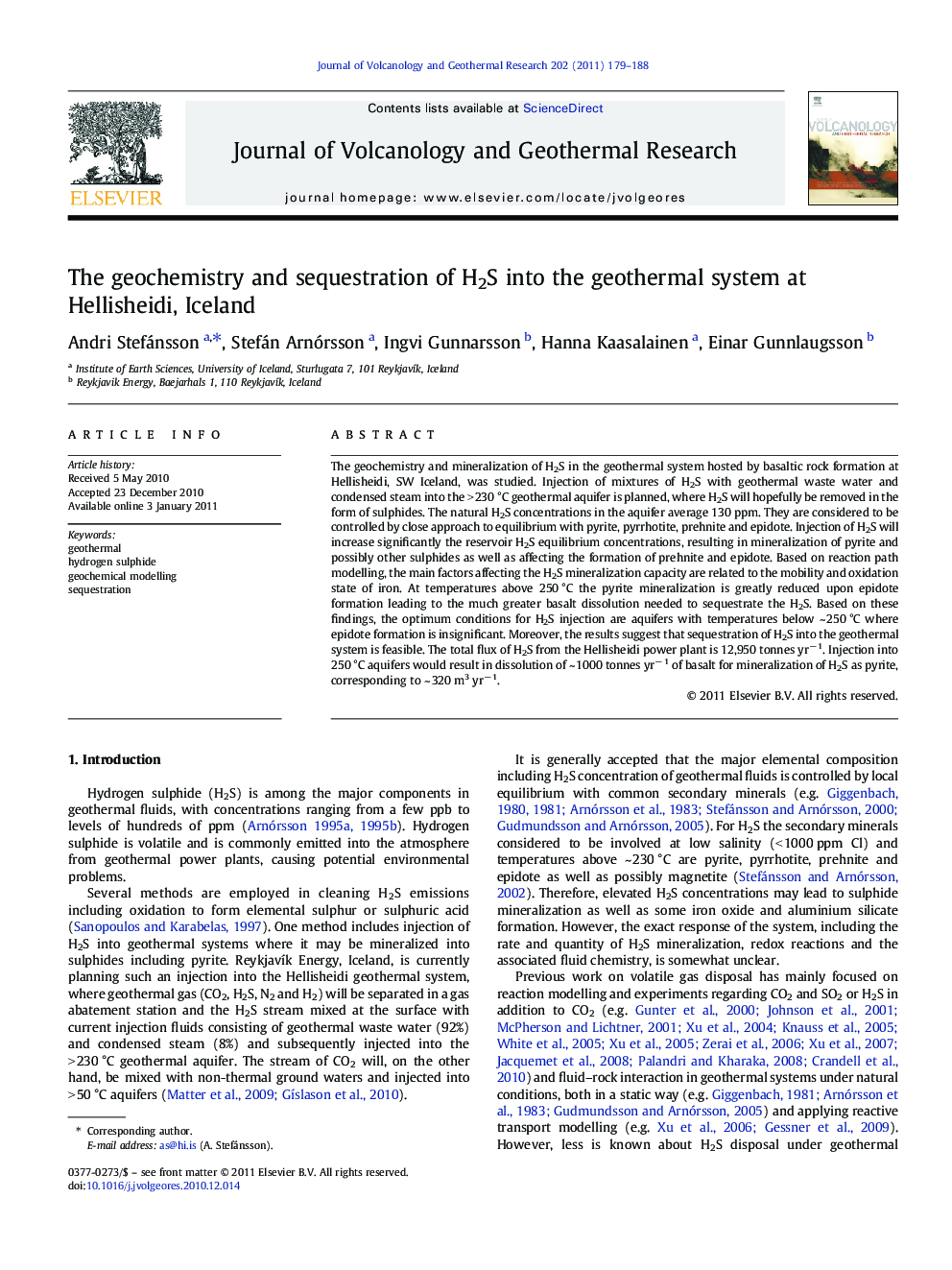 The geochemistry and sequestration of H2S into the geothermal system at Hellisheidi, Iceland