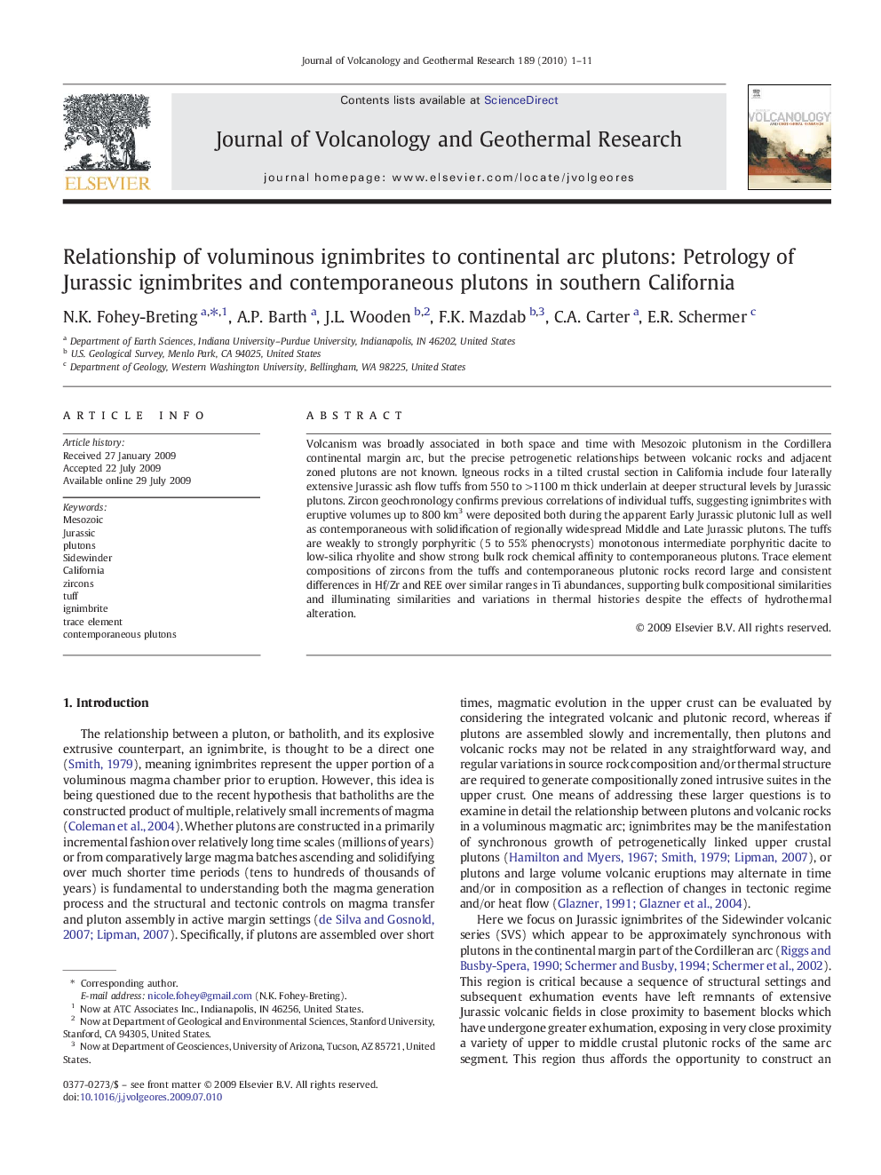 Relationship of voluminous ignimbrites to continental arc plutons: Petrology of Jurassic ignimbrites and contemporaneous plutons in southern California