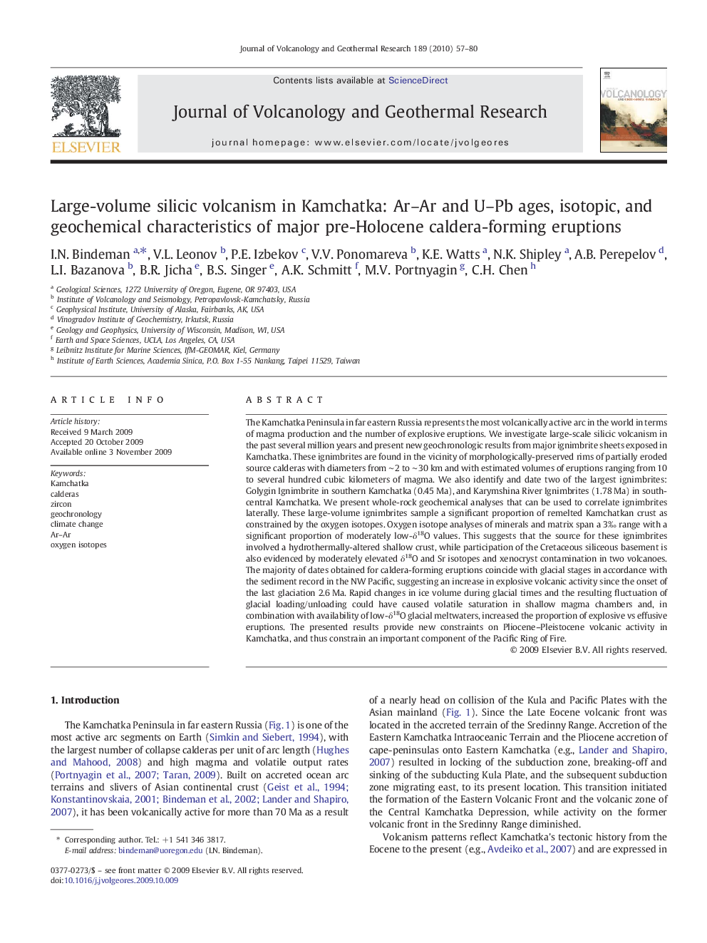 Large-volume silicic volcanism in Kamchatka: Ar–Ar and U–Pb ages, isotopic, and geochemical characteristics of major pre-Holocene caldera-forming eruptions