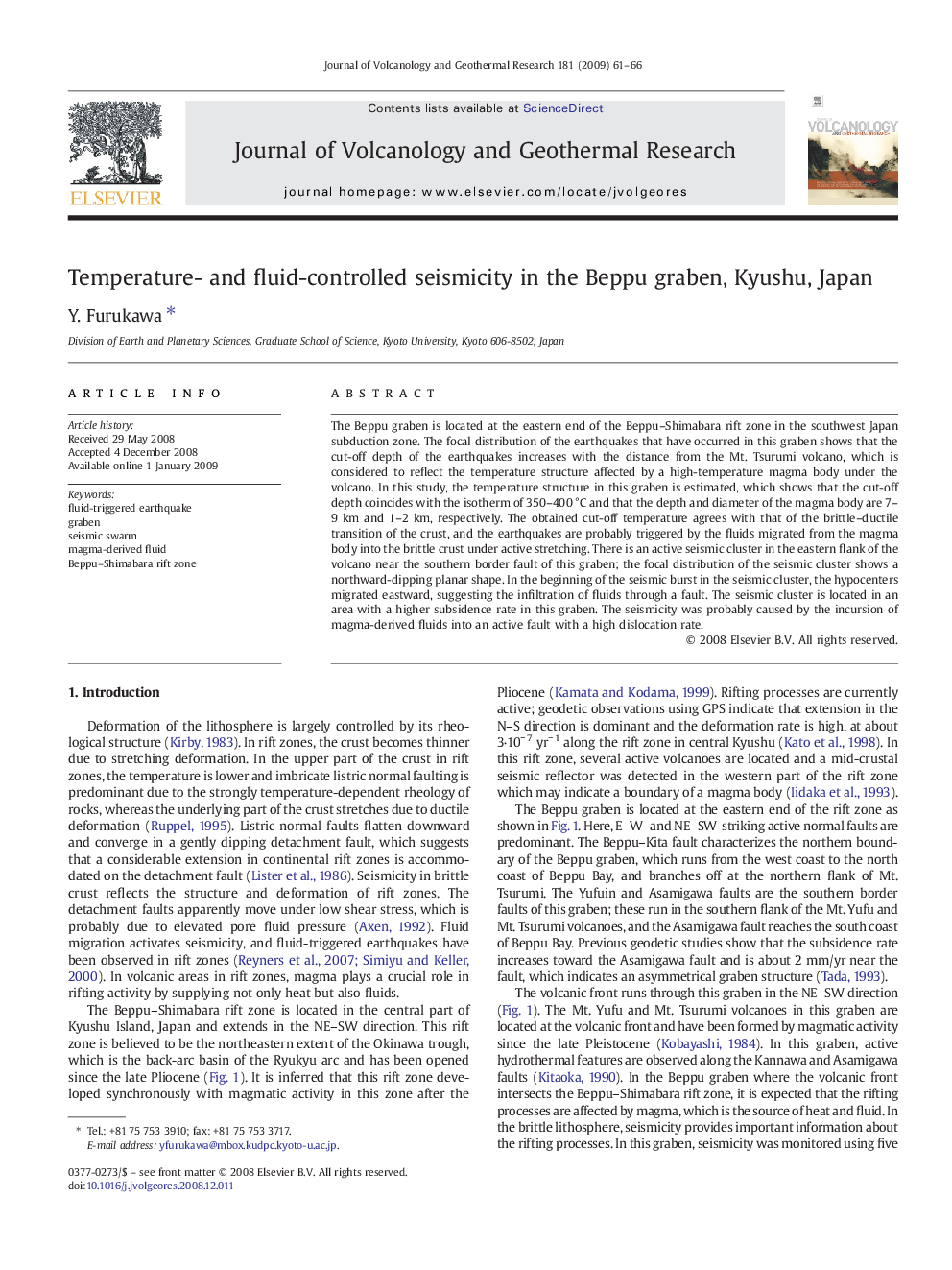 Temperature- and fluid-controlled seismicity in the Beppu graben, Kyushu, Japan