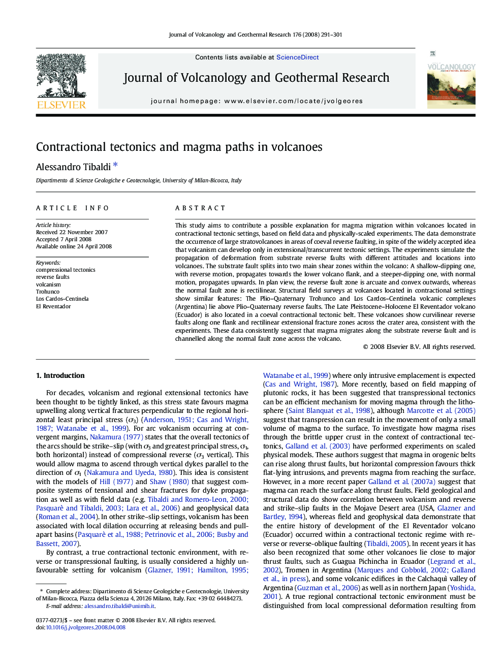 Contractional tectonics and magma paths in volcanoes