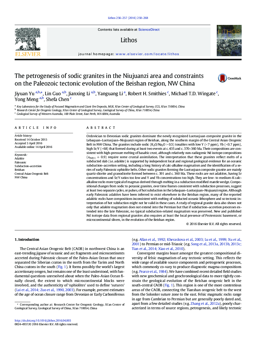 The petrogenesis of sodic granites in the Niujuanzi area and constraints on the Paleozoic tectonic evolution of the Beishan region, NW China