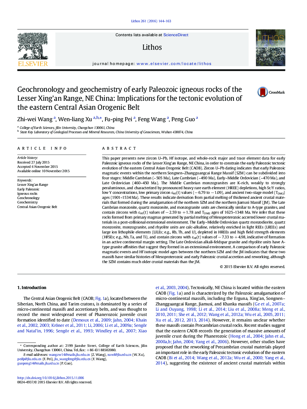 Geochronology and geochemistry of early Paleozoic igneous rocks of the Lesser Xing'an Range, NE China: Implications for the tectonic evolution of the eastern Central Asian Orogenic Belt