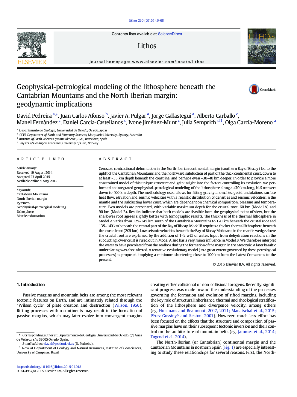 Geophysical-petrological modeling of the lithosphere beneath the Cantabrian Mountains and the North-Iberian margin: geodynamic implications