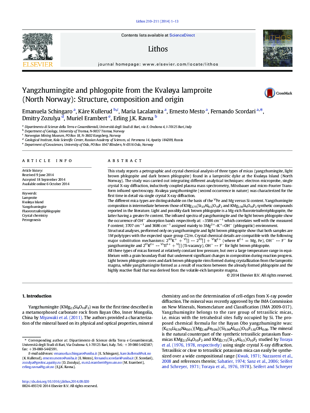 Yangzhumingite and phlogopite from the Kvaløya lamproite (North Norway): Structure, composition and origin