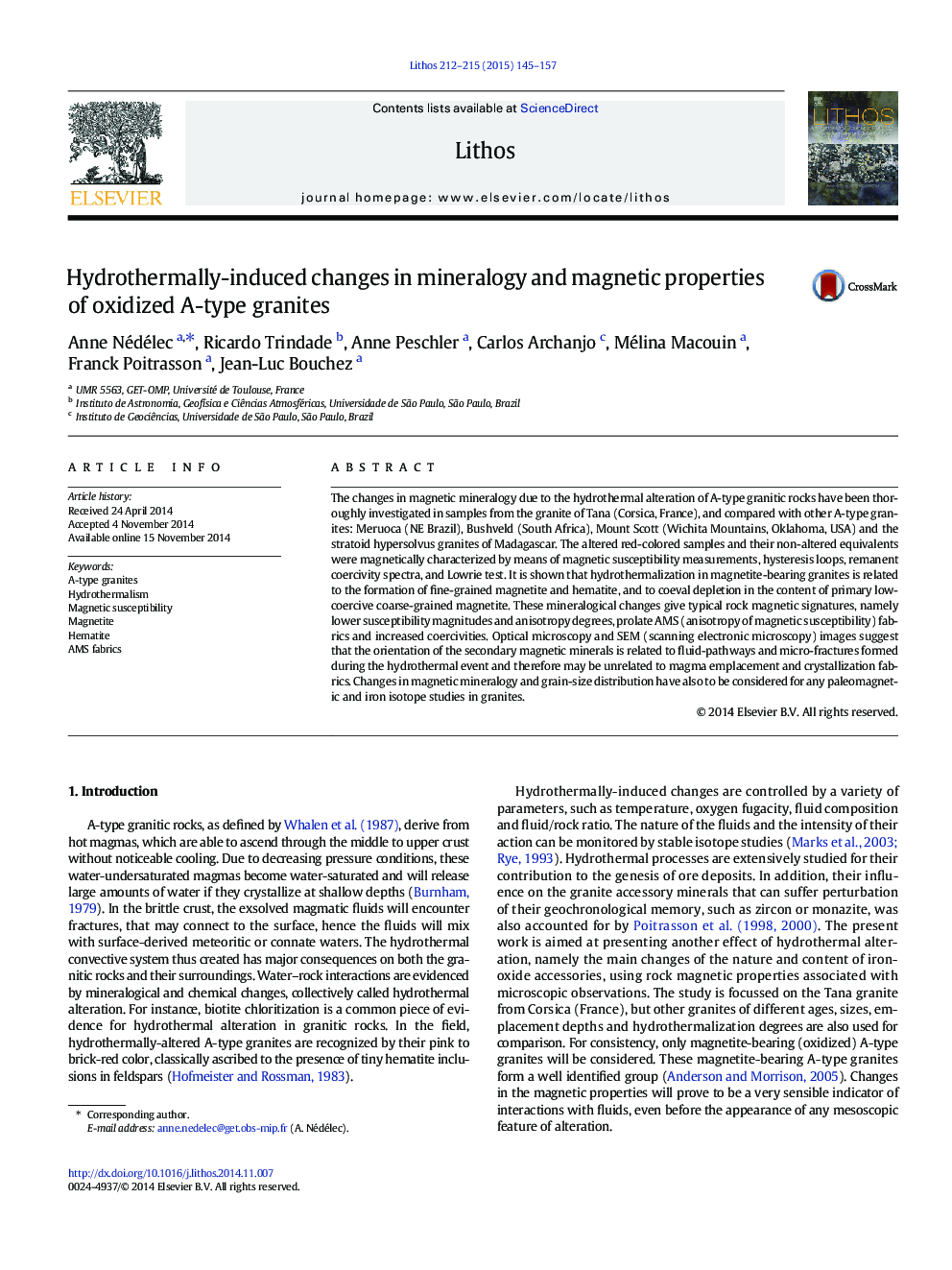 Hydrothermally-induced changes in mineralogy and magnetic properties of oxidized A-type granites