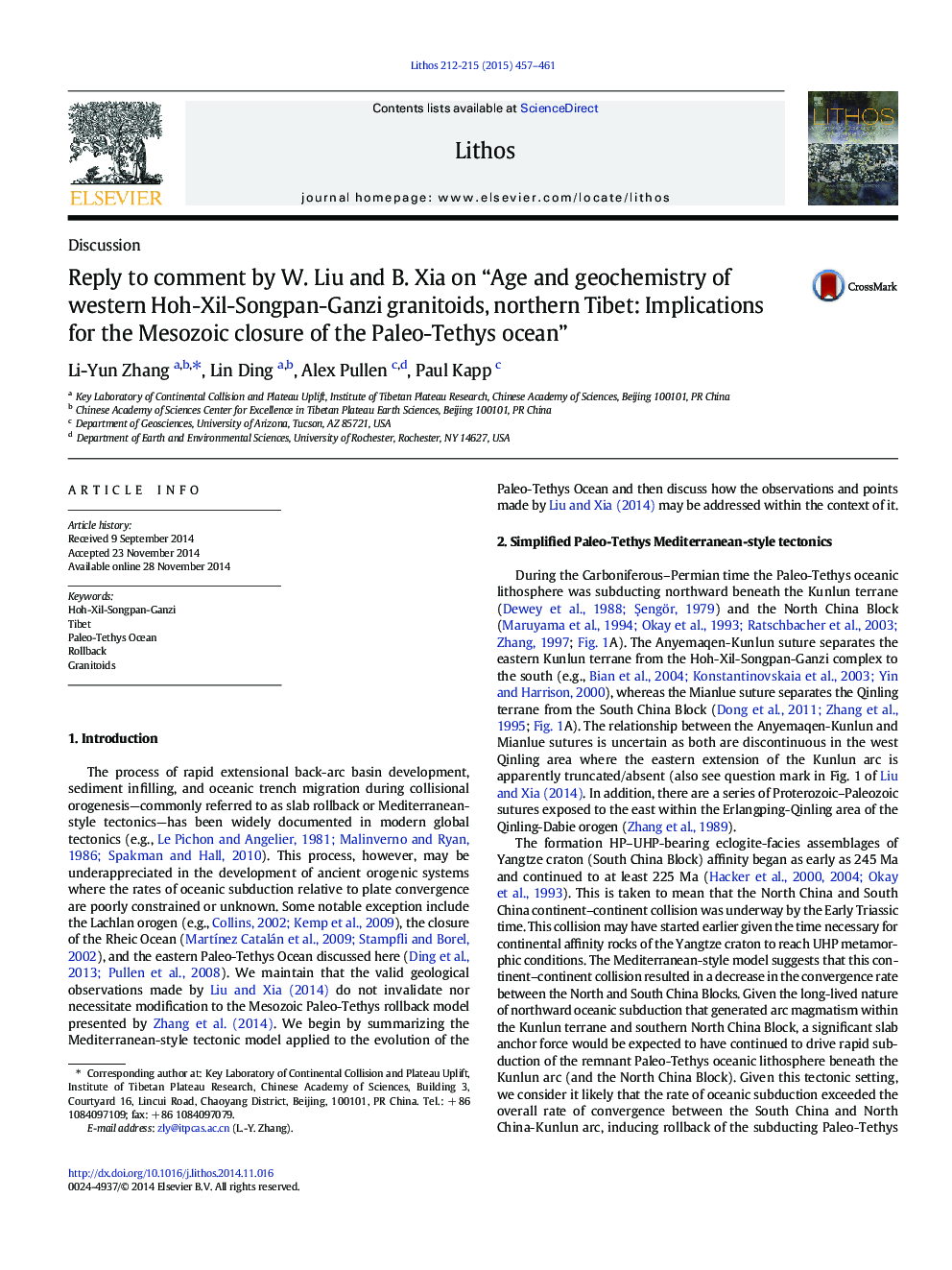 Reply to comment by W. Liu and B. Xia on “Age and geochemistry of western Hoh-Xil-Songpan-Ganzi granitoids, northern Tibet: Implications for the Mesozoic closure of the Paleo-Tethys ocean”