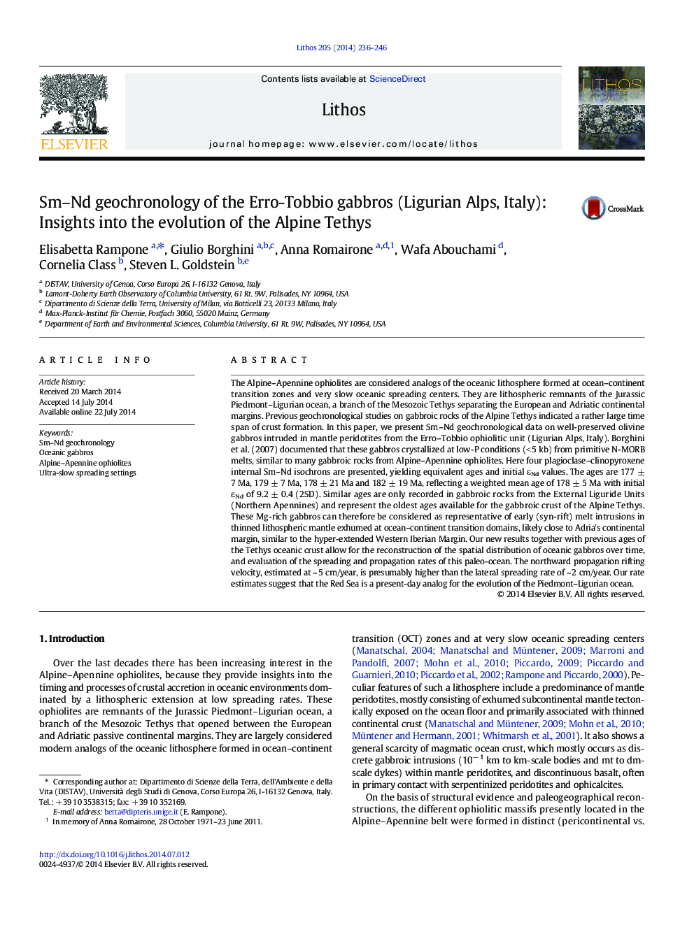 عکس صفحه اول مقاله: Sm–Nd geochronology of the Erro-Tobbio gabbros (Ligurian Alps, Italy): Insights into the evolution of the Alpine Tethys Sm–Nd geochronology of the Erro-Tobbio gabbros (Ligurian Alps, Italy): Insights into the evolution of the Alpine Tethys