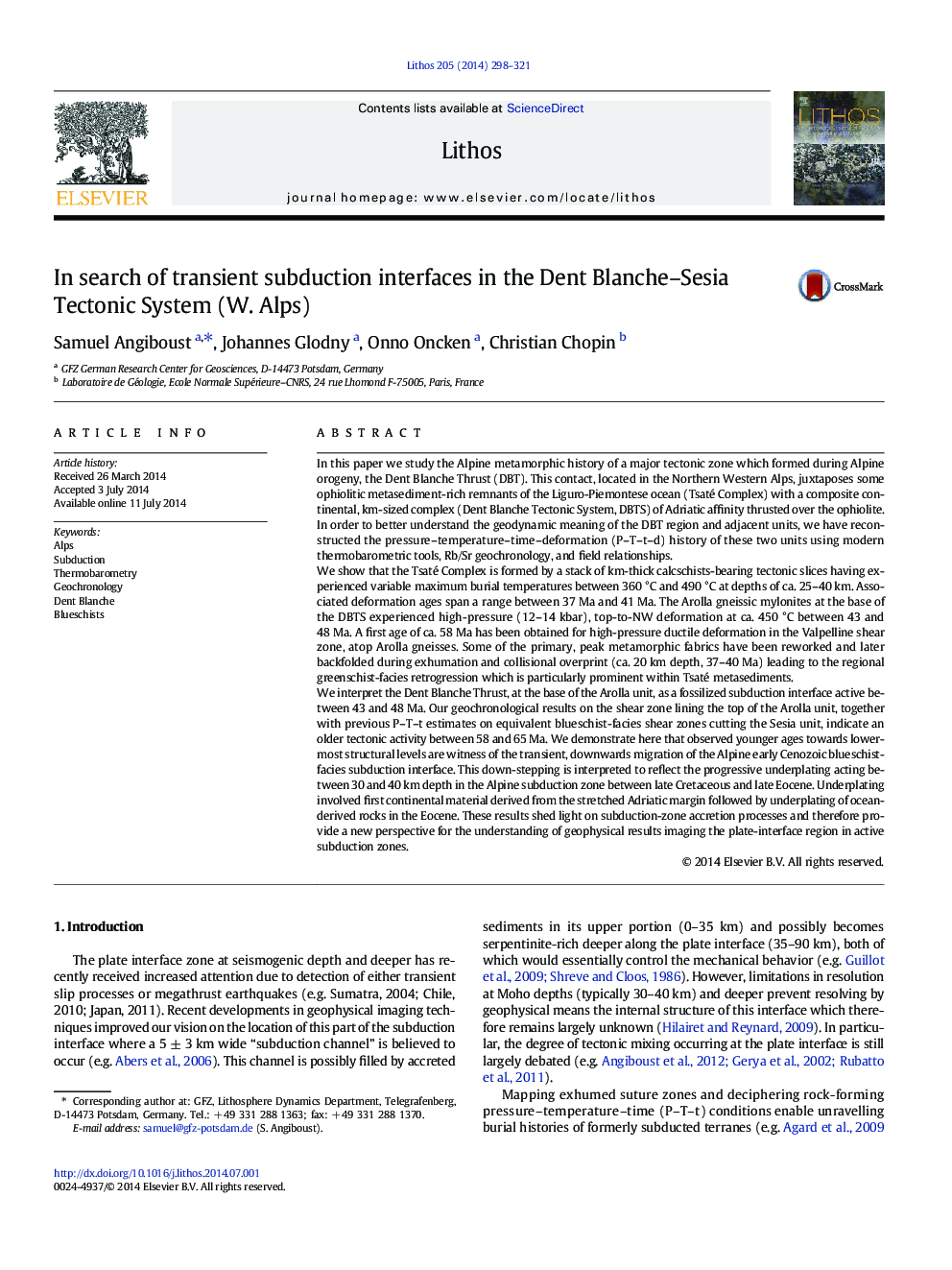 In search of transient subduction interfaces in the Dent Blanche–Sesia Tectonic System (W. Alps)