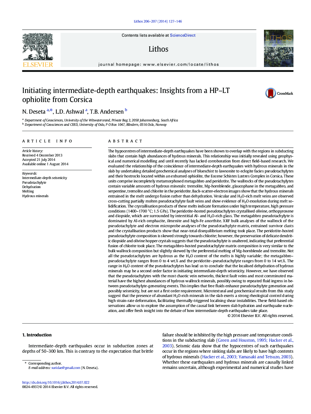 Initiating intermediate-depth earthquakes: Insights from a HP–LT ophiolite from Corsica