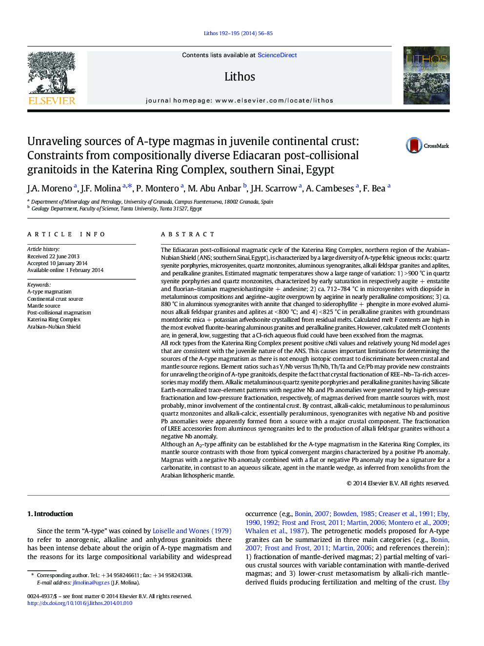 Unraveling sources of A-type magmas in juvenile continental crust: Constraints from compositionally diverse Ediacaran post-collisional granitoids in the Katerina Ring Complex, southern Sinai, Egypt