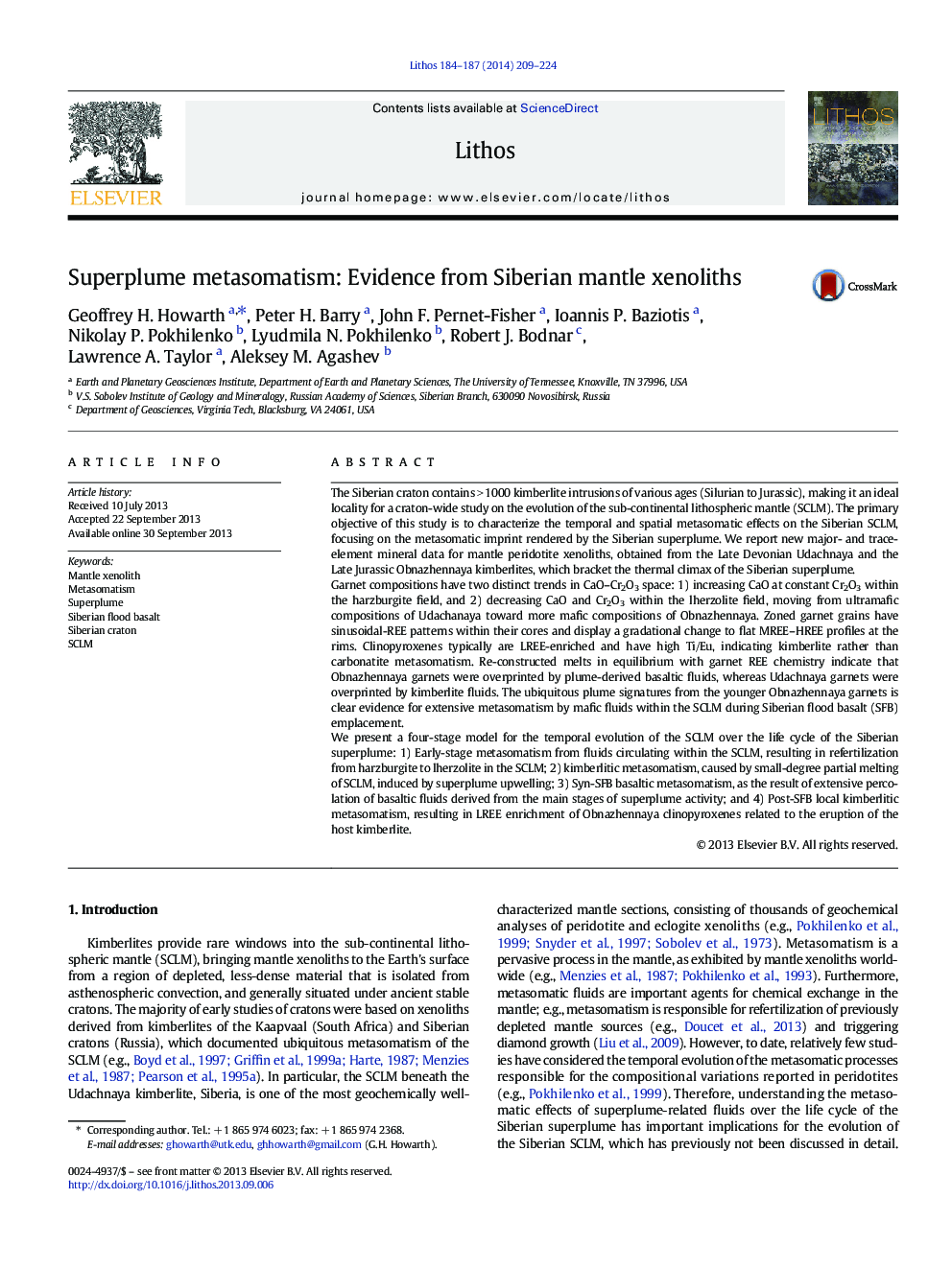 Superplume metasomatism: Evidence from Siberian mantle xenoliths