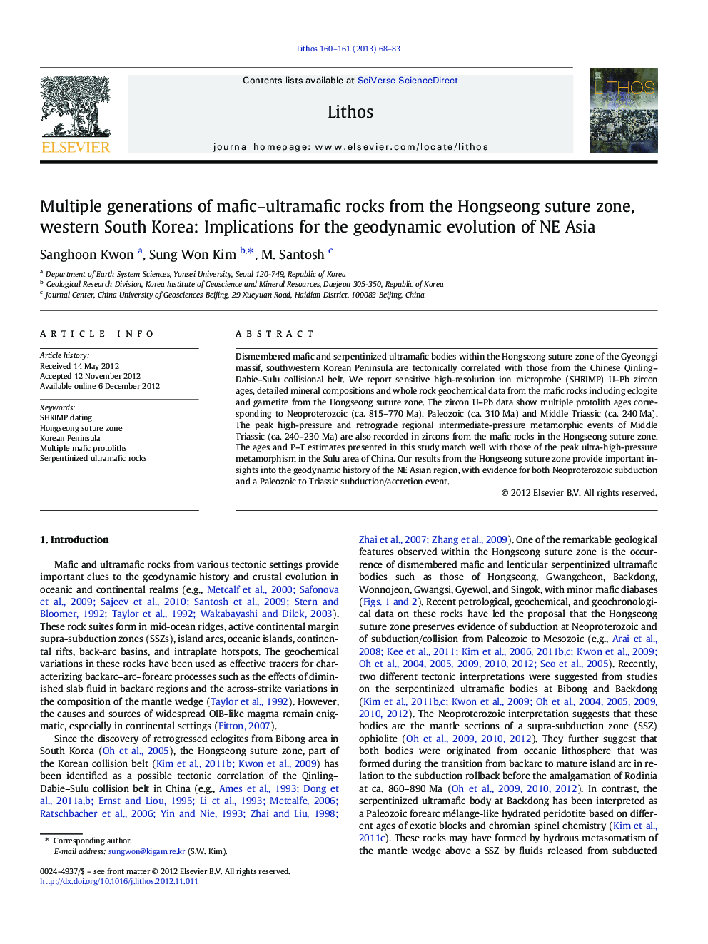 Multiple generations of mafic–ultramafic rocks from the Hongseong suture zone, western South Korea: Implications for the geodynamic evolution of NE Asia