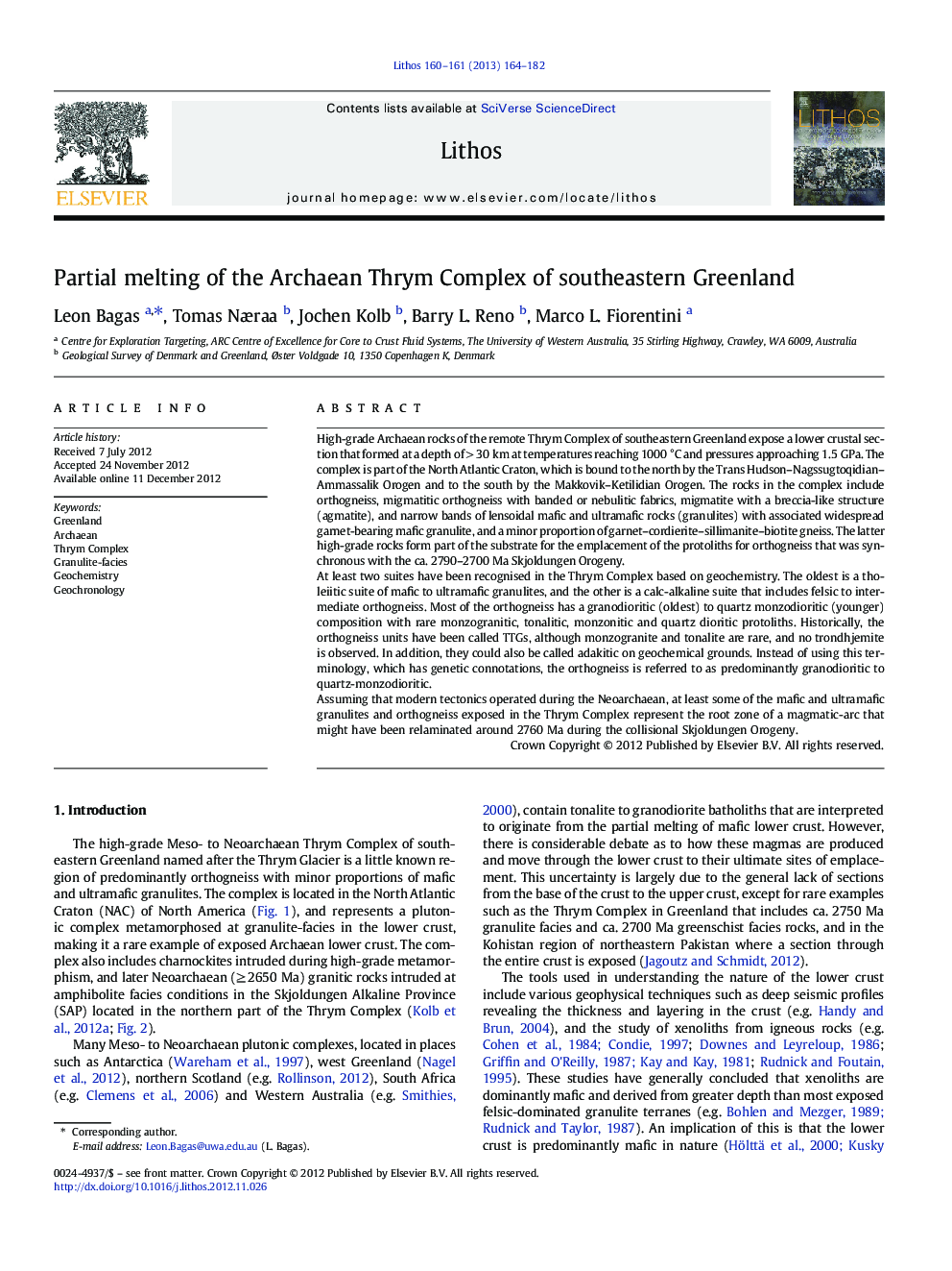 Partial melting of the Archaean Thrym Complex of southeastern Greenland