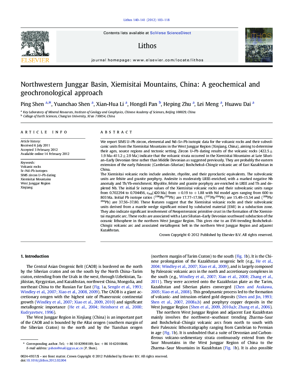 Northwestern Junggar Basin, Xiemisitai Mountains, China: A geochemical and geochronological approach