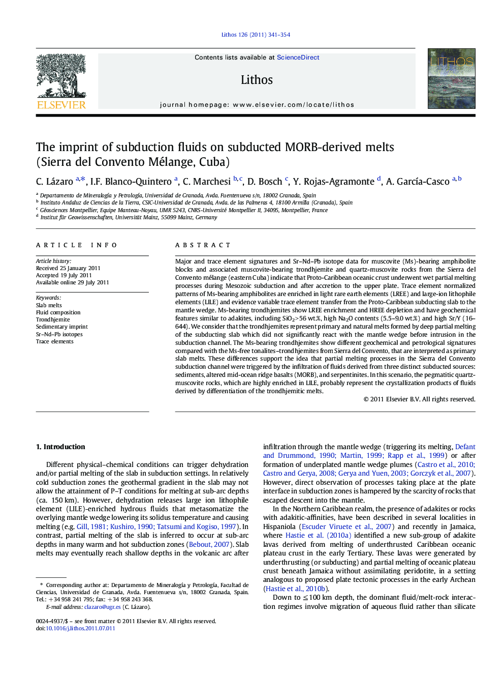 The imprint of subduction fluids on subducted MORB-derived melts (Sierra del Convento Mélange, Cuba)