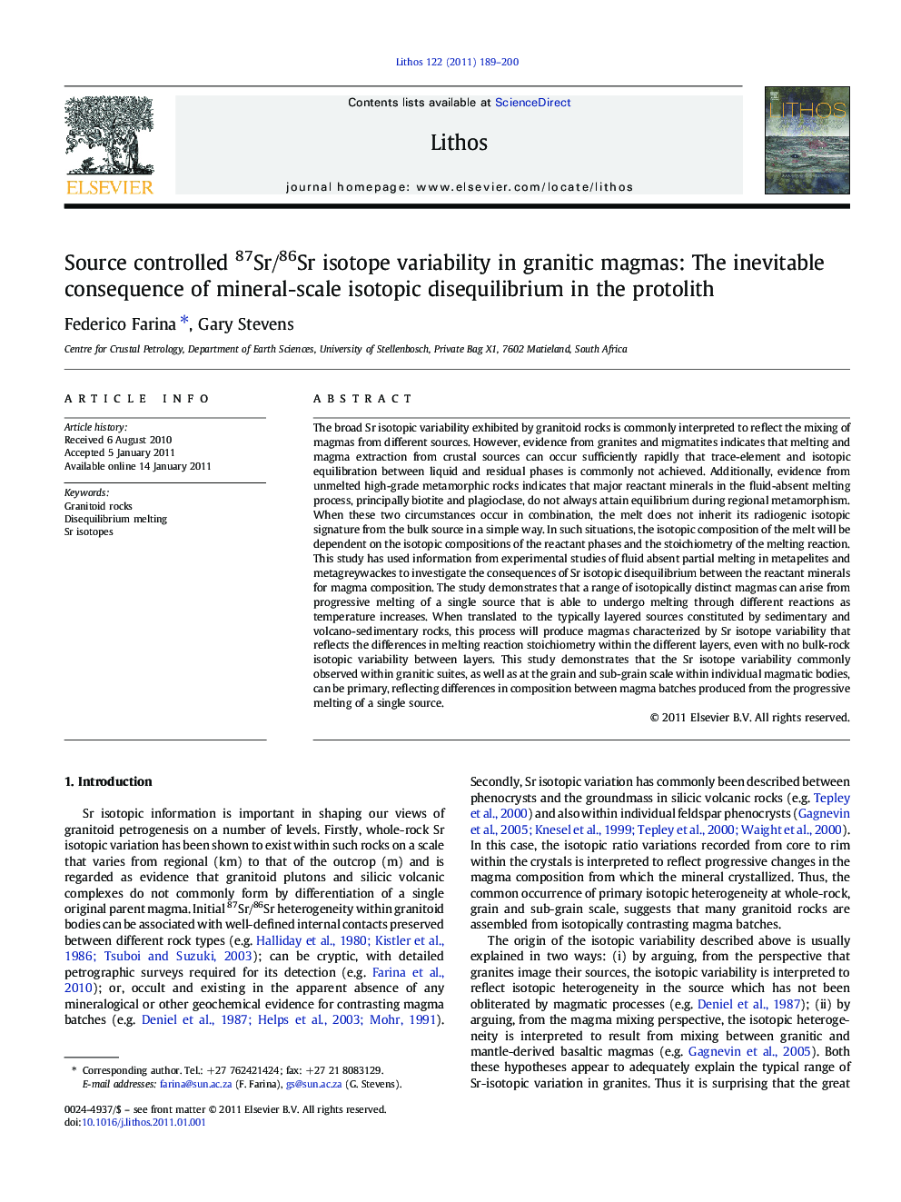 Source controlled 87Sr/86Sr isotope variability in granitic magmas: The inevitable consequence of mineral-scale isotopic disequilibrium in the protolith