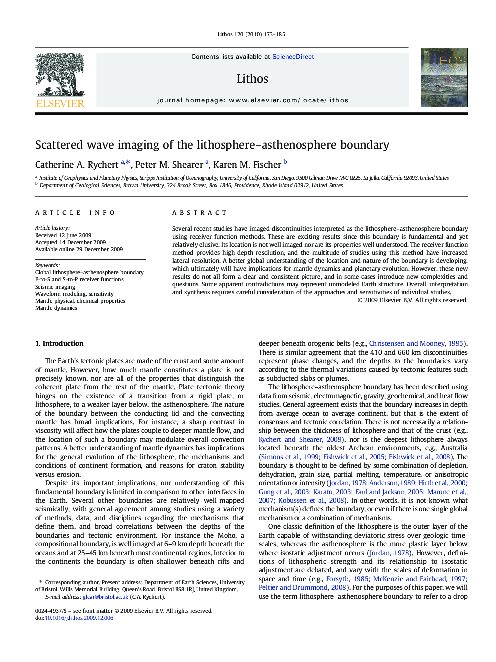 Scattered wave imaging of the lithosphere–asthenosphere boundary