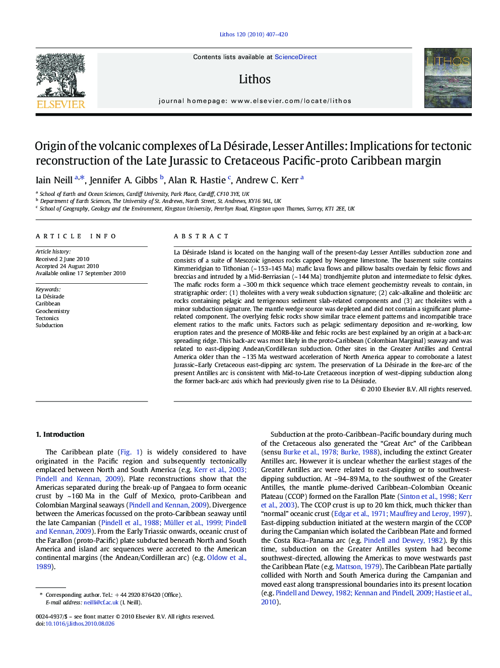 Origin of the volcanic complexes of La Désirade, Lesser Antilles: Implications for tectonic reconstruction of the Late Jurassic to Cretaceous Pacific-proto Caribbean margin