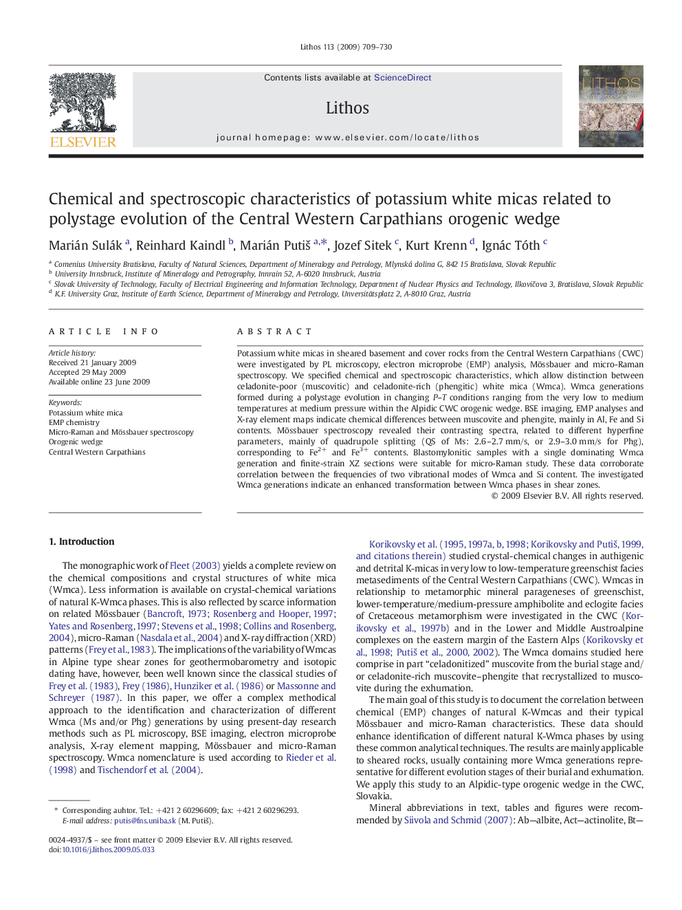 Chemical and spectroscopic characteristics of potassium white micas related to polystage evolution of the Central Western Carpathians orogenic wedge