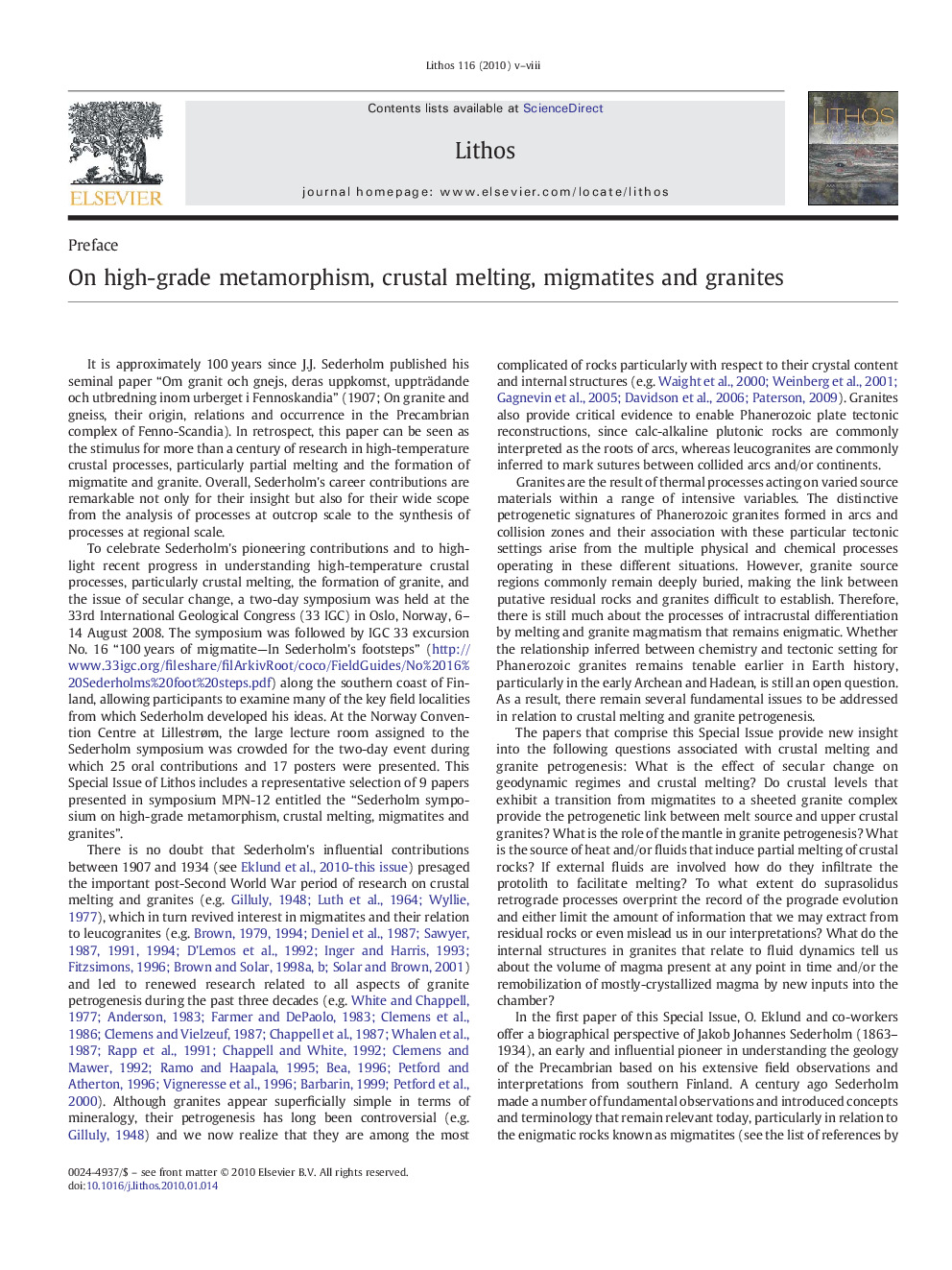 On high-grade metamorphism, crustal melting, migmatites and granites