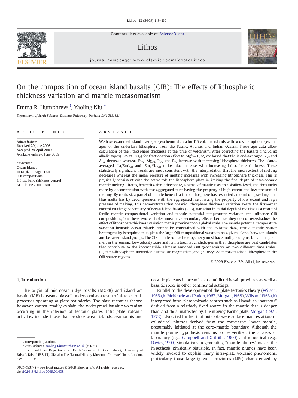 On the composition of ocean island basalts (OIB): The effects of lithospheric thickness variation and mantle metasomatism