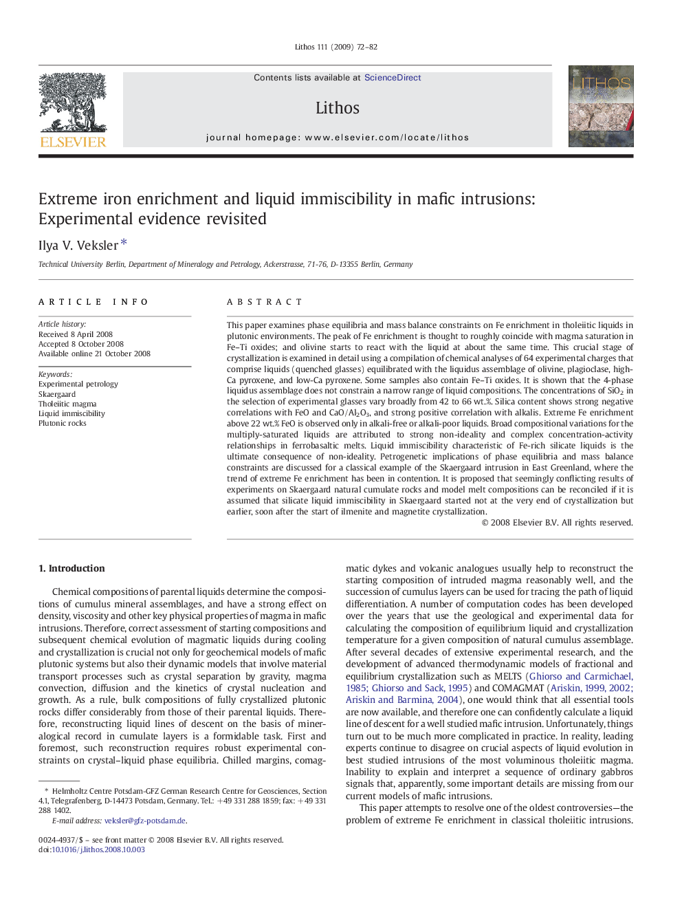 Extreme iron enrichment and liquid immiscibility in mafic intrusions: Experimental evidence revisited