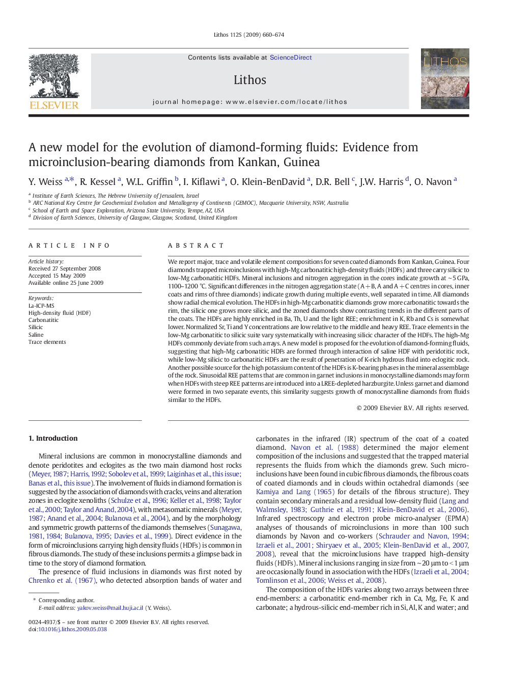 A new model for the evolution of diamond-forming fluids: Evidence from microinclusion-bearing diamonds from Kankan, Guinea