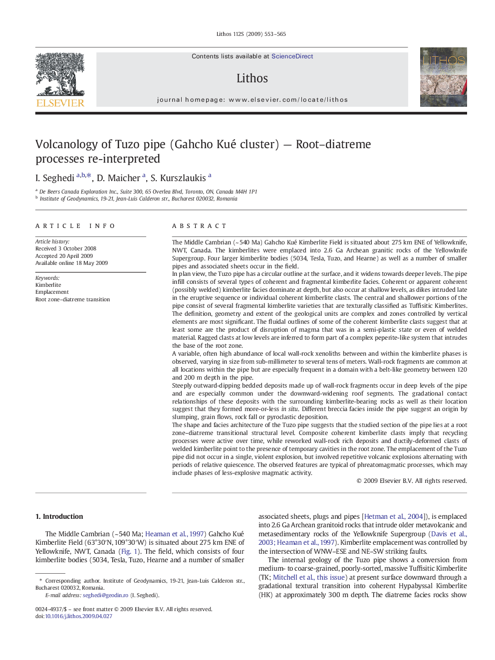 Volcanology of Tuzo pipe (Gahcho Kué cluster) — Root–diatreme processes re-interpreted