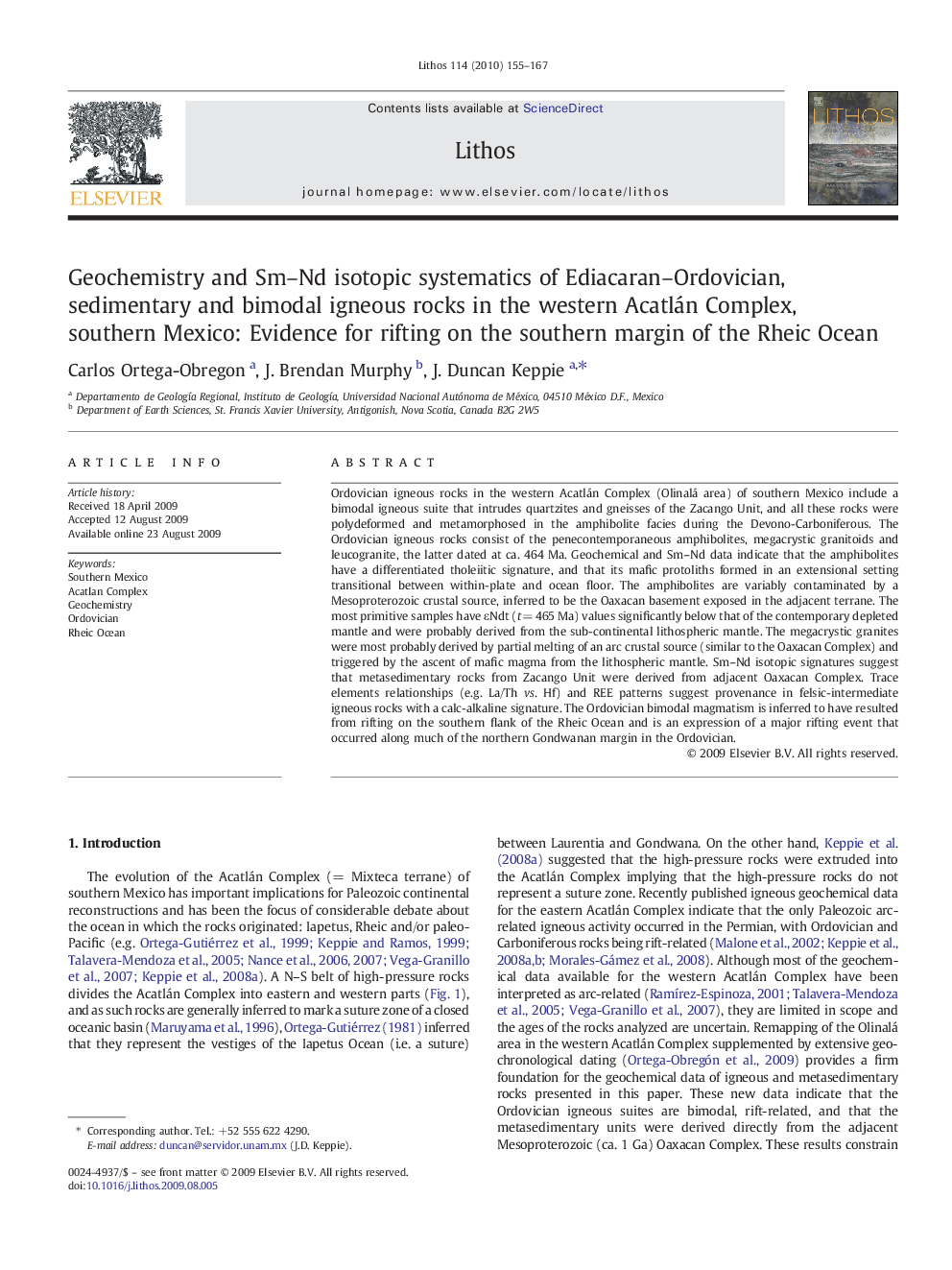 Geochemistry and Sm–Nd isotopic systematics of Ediacaran–Ordovician, sedimentary and bimodal igneous rocks in the western Acatlán Complex, southern Mexico: Evidence for rifting on the southern margin of the Rheic Ocean