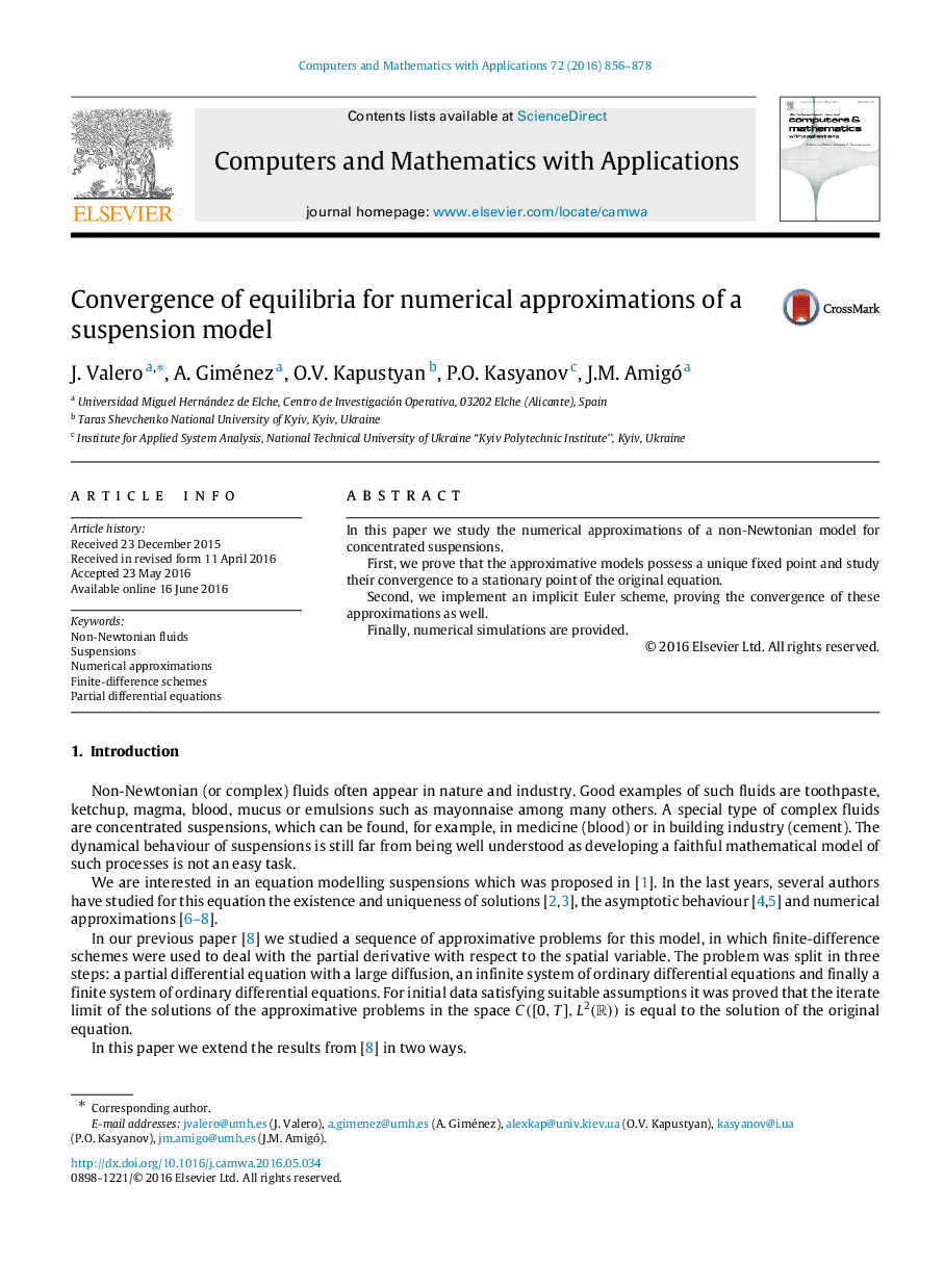 Convergence of equilibria for numerical approximations of a suspension model