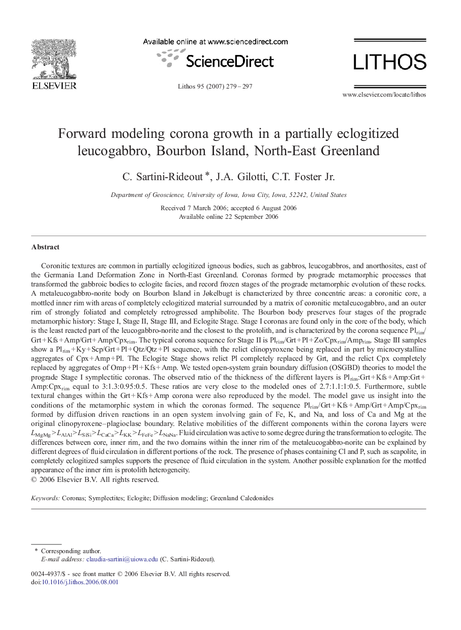 Forward modeling corona growth in a partially eclogitized leucogabbro, Bourbon Island, North-East Greenland