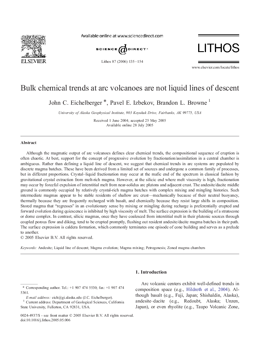 Bulk chemical trends at arc volcanoes are not liquid lines of descent