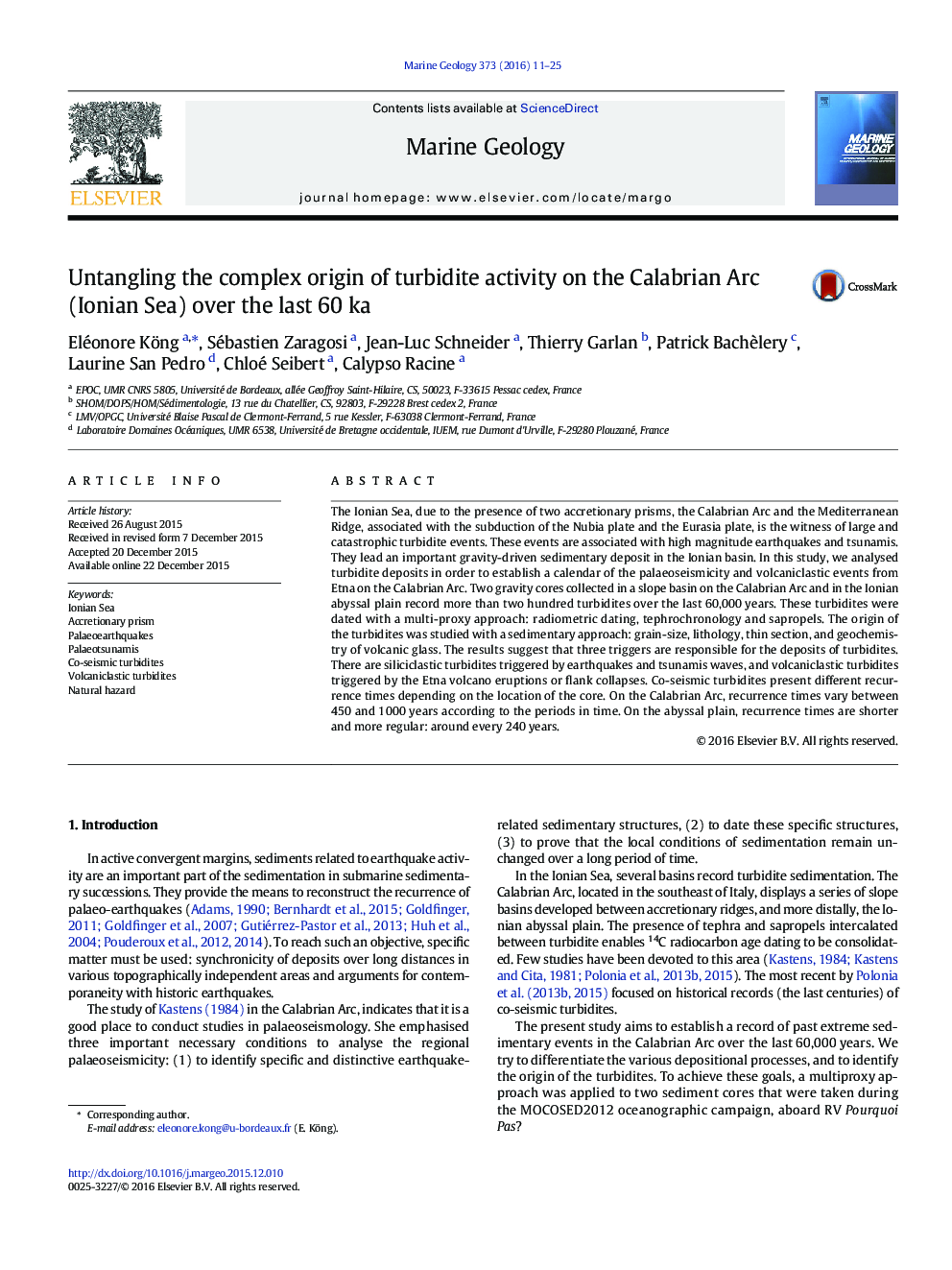 Untangling the complex origin of turbidite activity on the Calabrian Arc (Ionian Sea) over the last 60 ka
