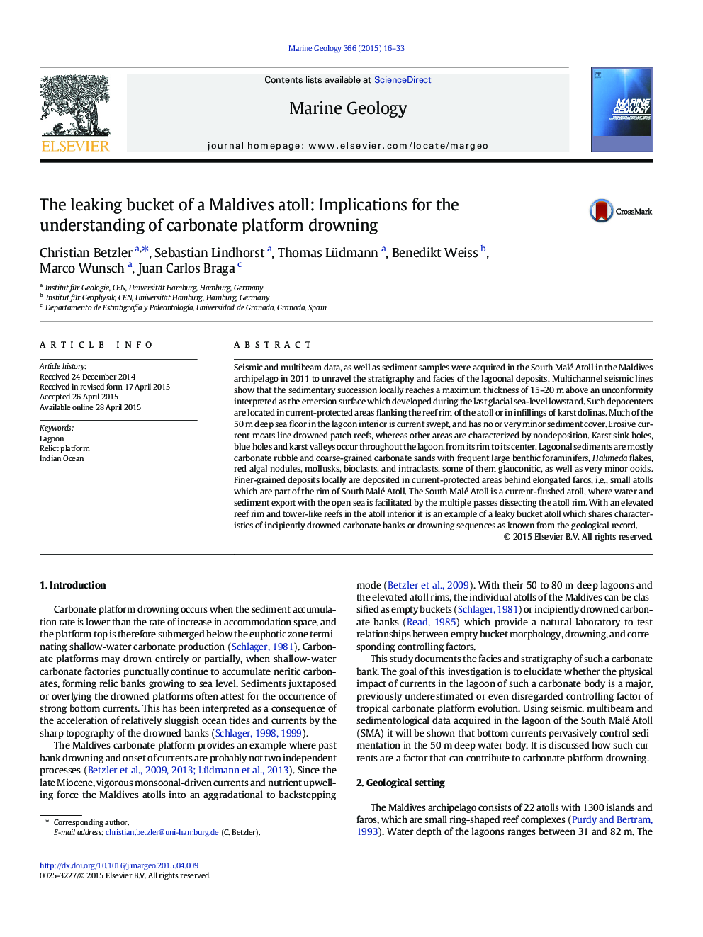 The leaking bucket of a Maldives atoll: Implications for the understanding of carbonate platform drowning