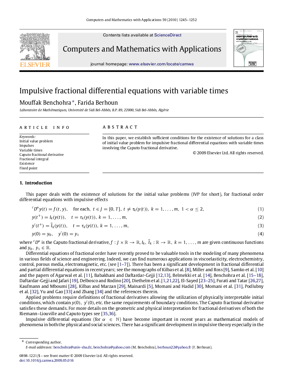 Impulsive fractional differential equations with variable times