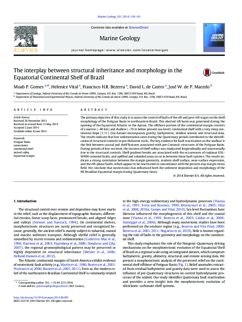 The interplay between structural inheritance and morphology in the Equatorial Continental Shelf of Brazil